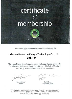 Certificate of Membership of Clean Energy Council of tile hooks for solar(001)